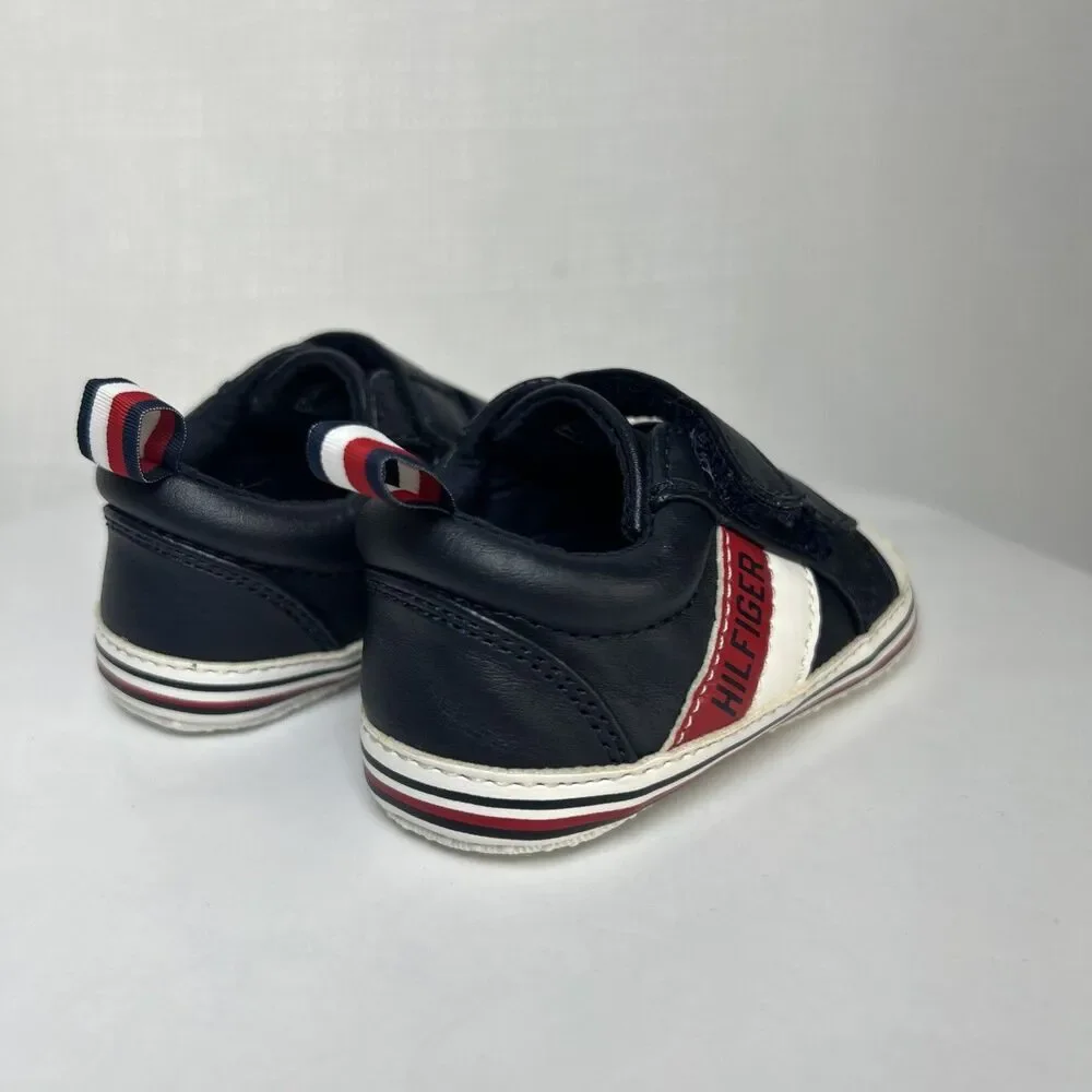 Tommy Hilfiger Baby Shoes size 2, Hook & Loop Closure Black White Red